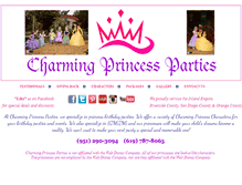 Tablet Screenshot of charmingprincessparties.com